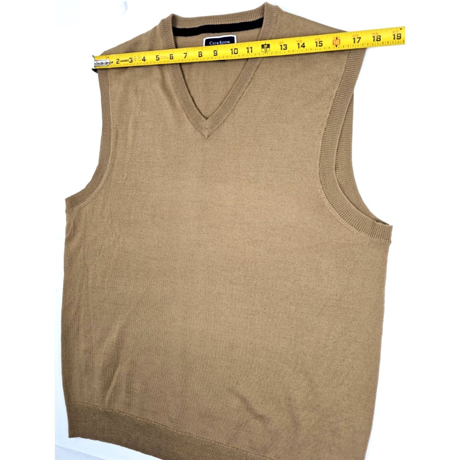 Club Room VINTAGE Club Room Merino Wool Blend Sleeveless Vest Men L Tan Bronze Knit V-Neck Golf Size US L / EU 52-54 / 3 - 7 Thumbnail