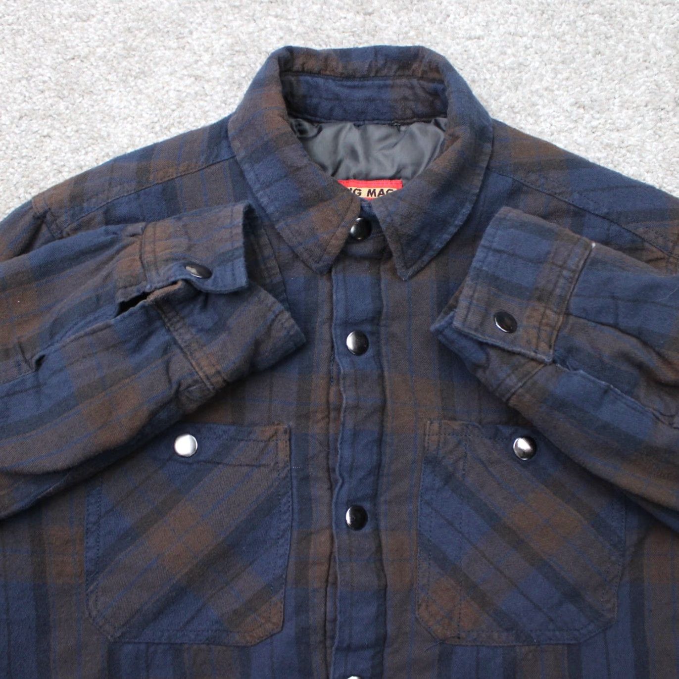 JCPenney VINTAGE JC Penny Shacket Mens Small Blue/Gray Plaid Lined Flannel Button-Up Shirt Busy Workwear Casual Retro 60s 70s Mens Small Button-Front Cardi Size US S / EU 44-46 / 1 - 2 Thumbnail