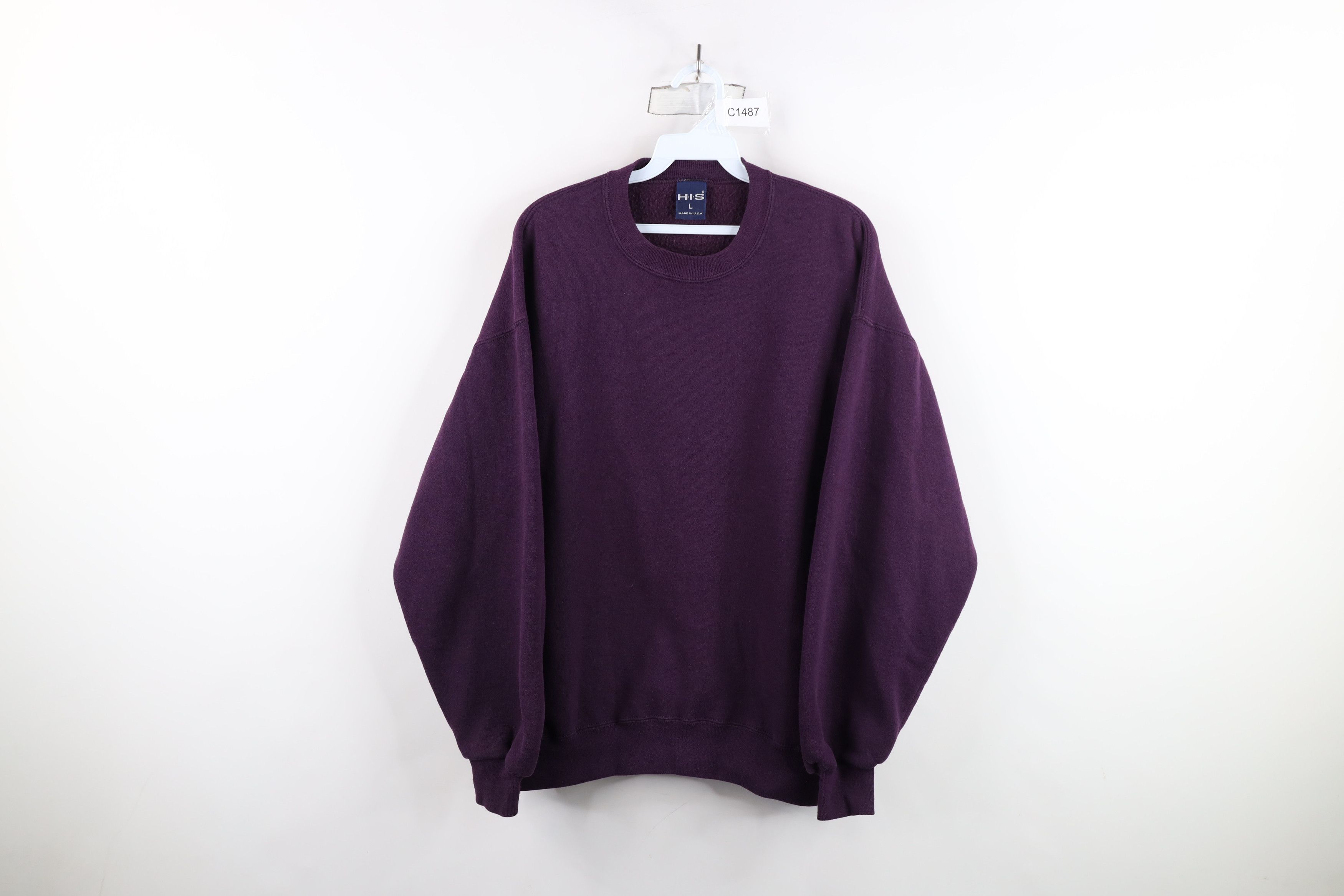 Vintage Vintage 90s Streetwear Crewneck Sweatshirt Eggplant USA Size US L / EU 52-54 / 3 - 1 Thumbnail