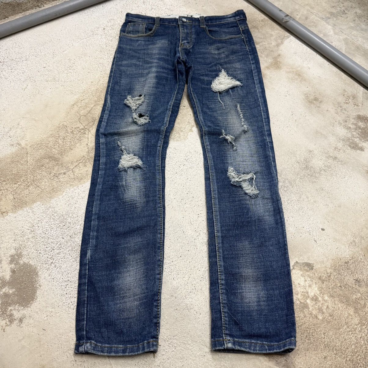 Japanese Brand I6w9 Style Distressed Skinny Denim Pants Size US 29 - 3 Thumbnail