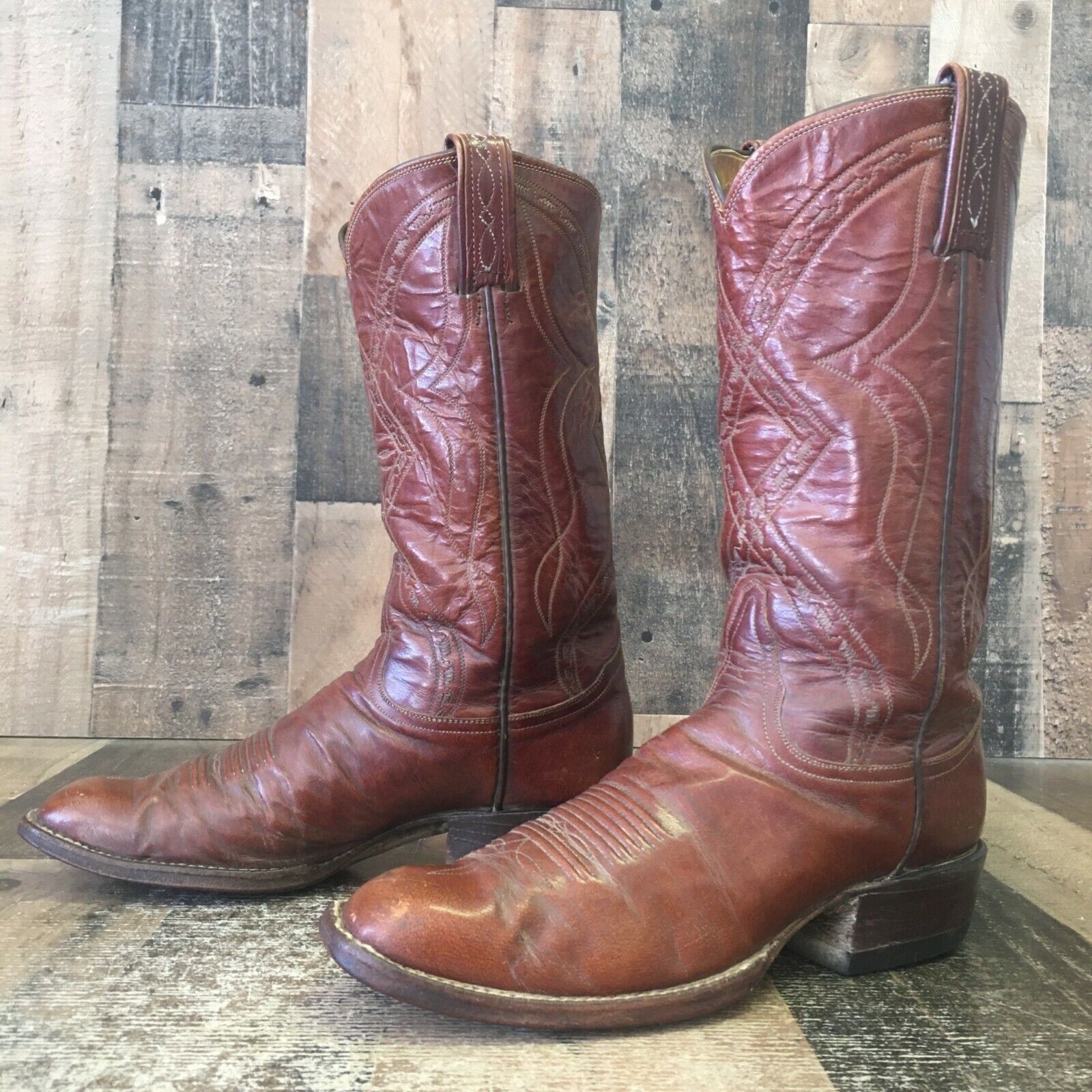 Vintage Tony Lama El store Rey Collection Ostrich Full-Quill Cowboy Boots Brown Sz 9