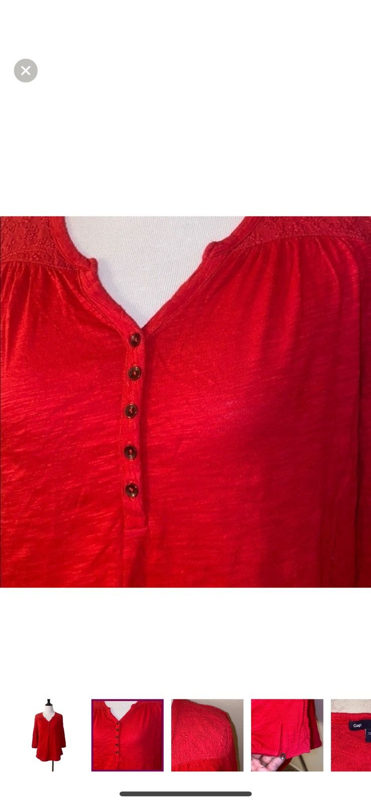 Gap Gap small Henley red knit blouse Size S / US 4 / IT 40 - 2 Thumbnail