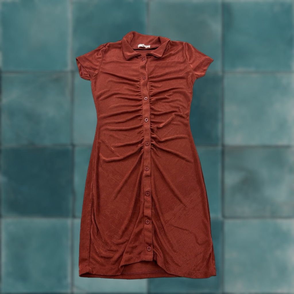 Rusty Riley & James Dress Womens Small Button Front Bodycon Red Burnt Orange Rust Size S / US 4 / IT 40 - 1 Thumbnail