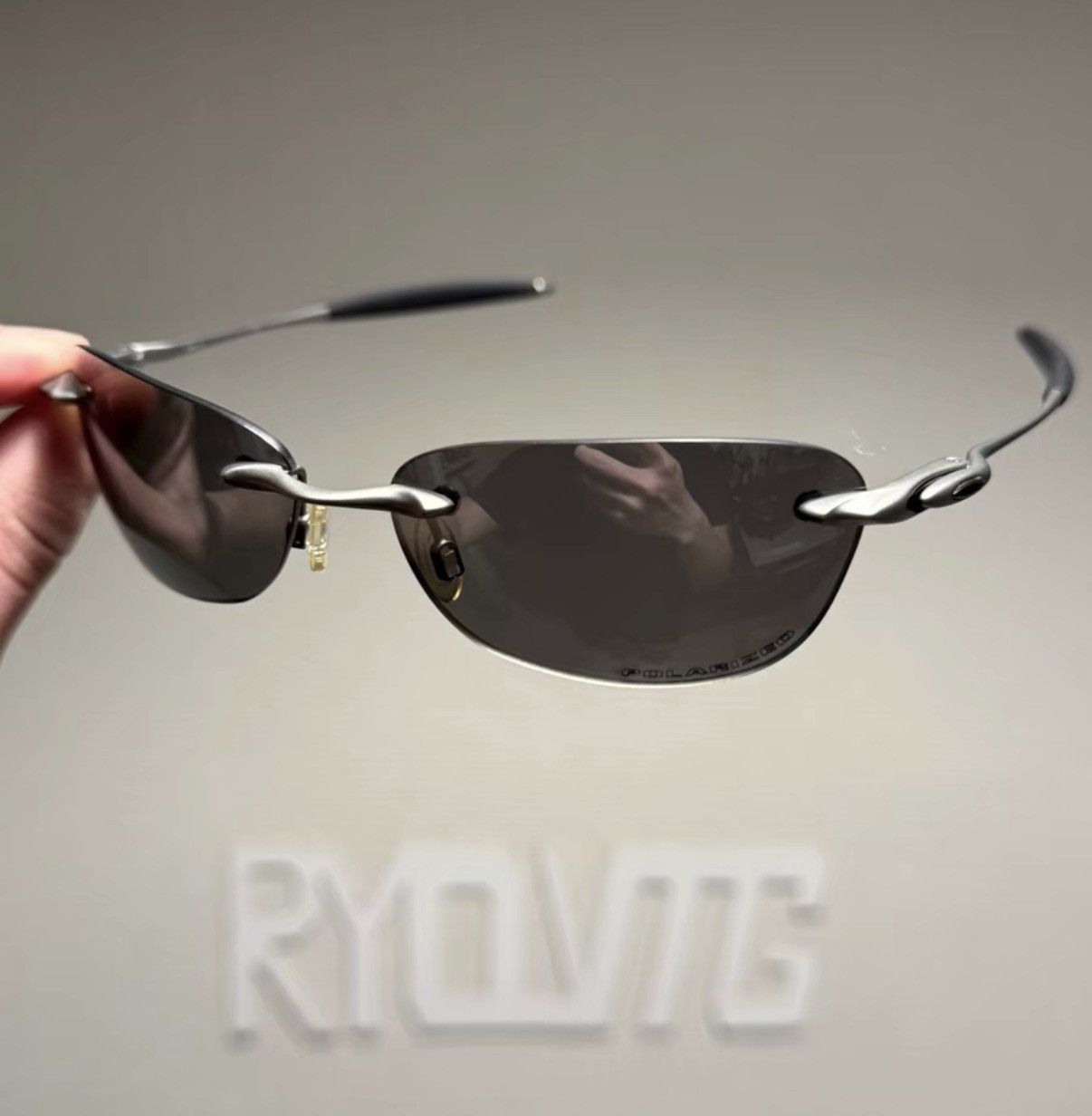 Oakley Oakley Why 8 Metallic Silver Rimless Sports Sunglasses K24 Size ONE SIZE - 1 Thumbnail
