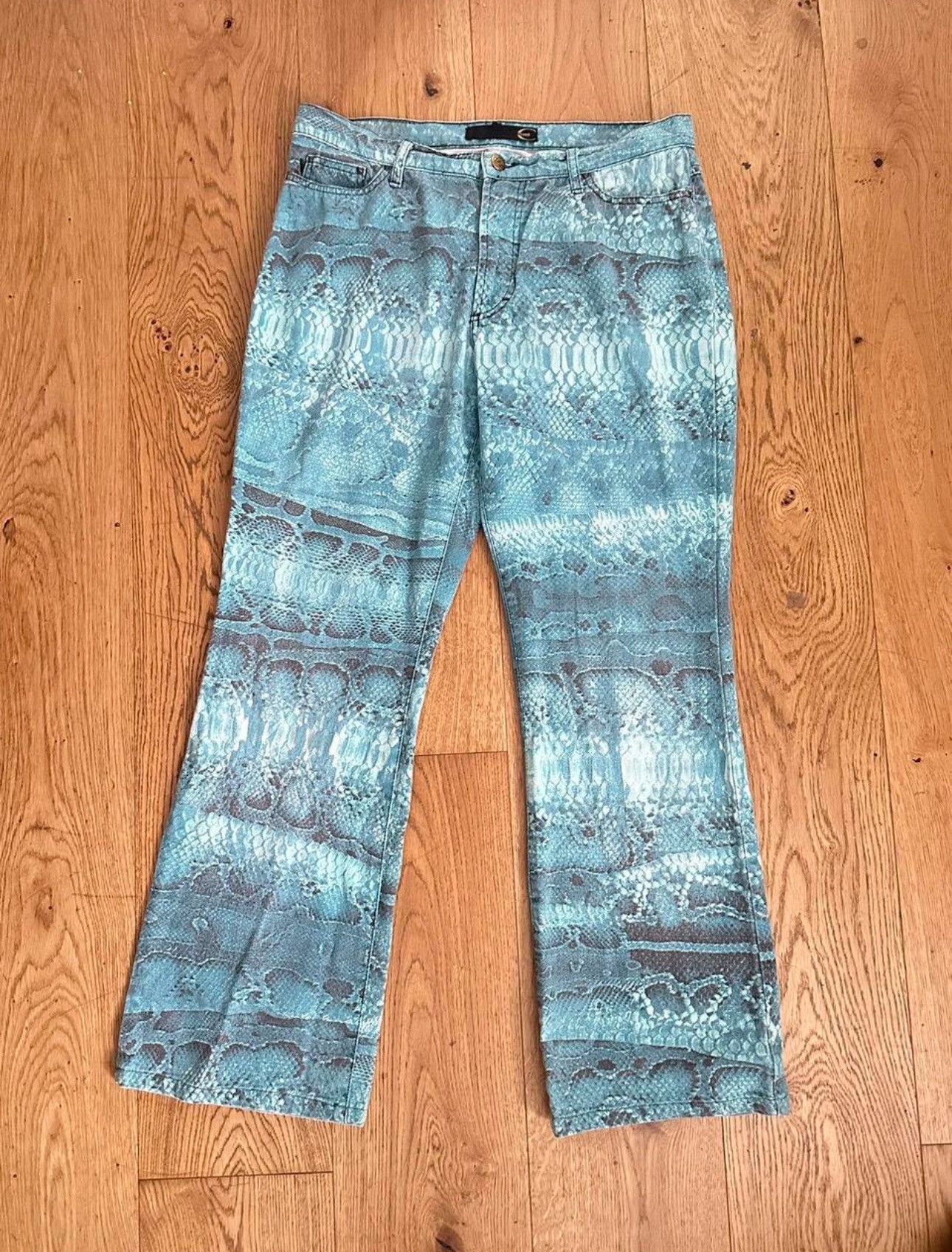 Just Cavalli Low/Mid Rise Blue Snake Print Cavalli Jeans Size 32" / US 10 / IT 46 - 3 Thumbnail