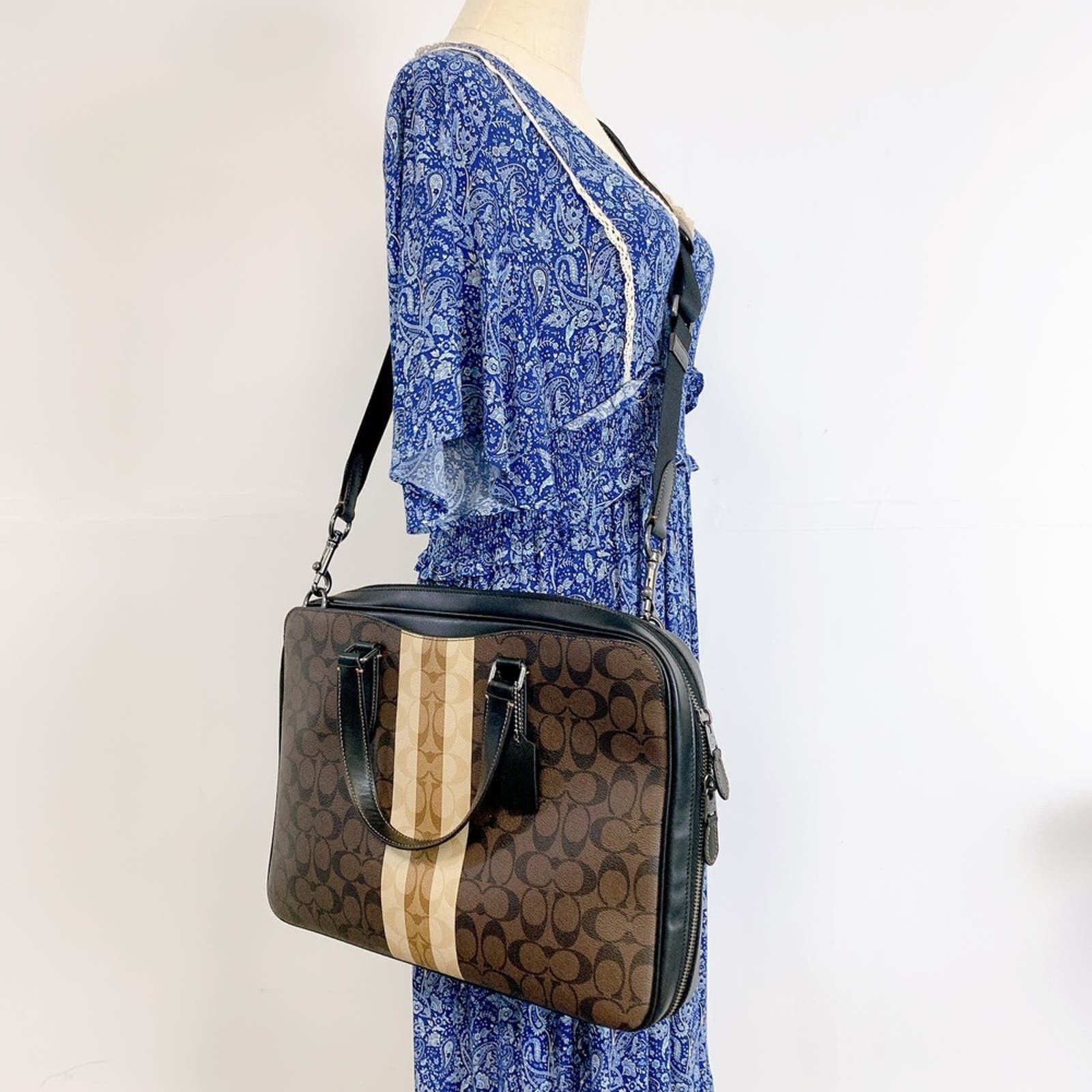 image of Coach C9826 Graham Slim Brief In Blocked Sig In Mahogany in Brown, Women's
