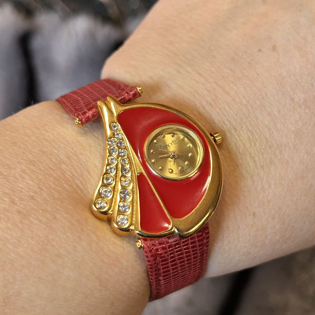 Vintage Rare Vintage 80s Emspritt red croc genuine leather watch Size ONE SIZE - 12 Thumbnail