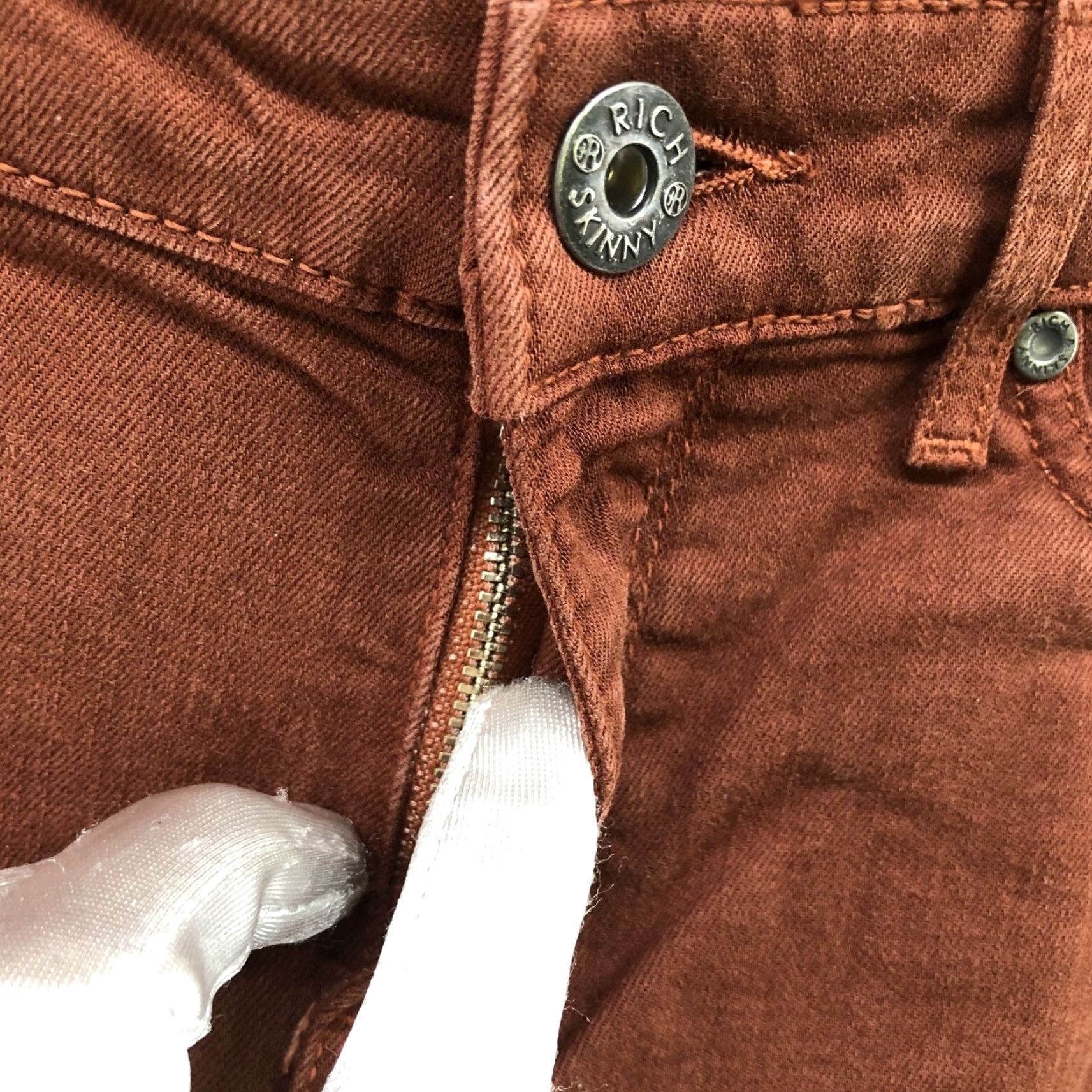 CHOCOOLATE Rich & Skinny Low Rise Skinny Jeans Womens 27 Brown Stretch Denim 5-Pocket Size 27" / US 4 / IT 40 - 5 Thumbnail