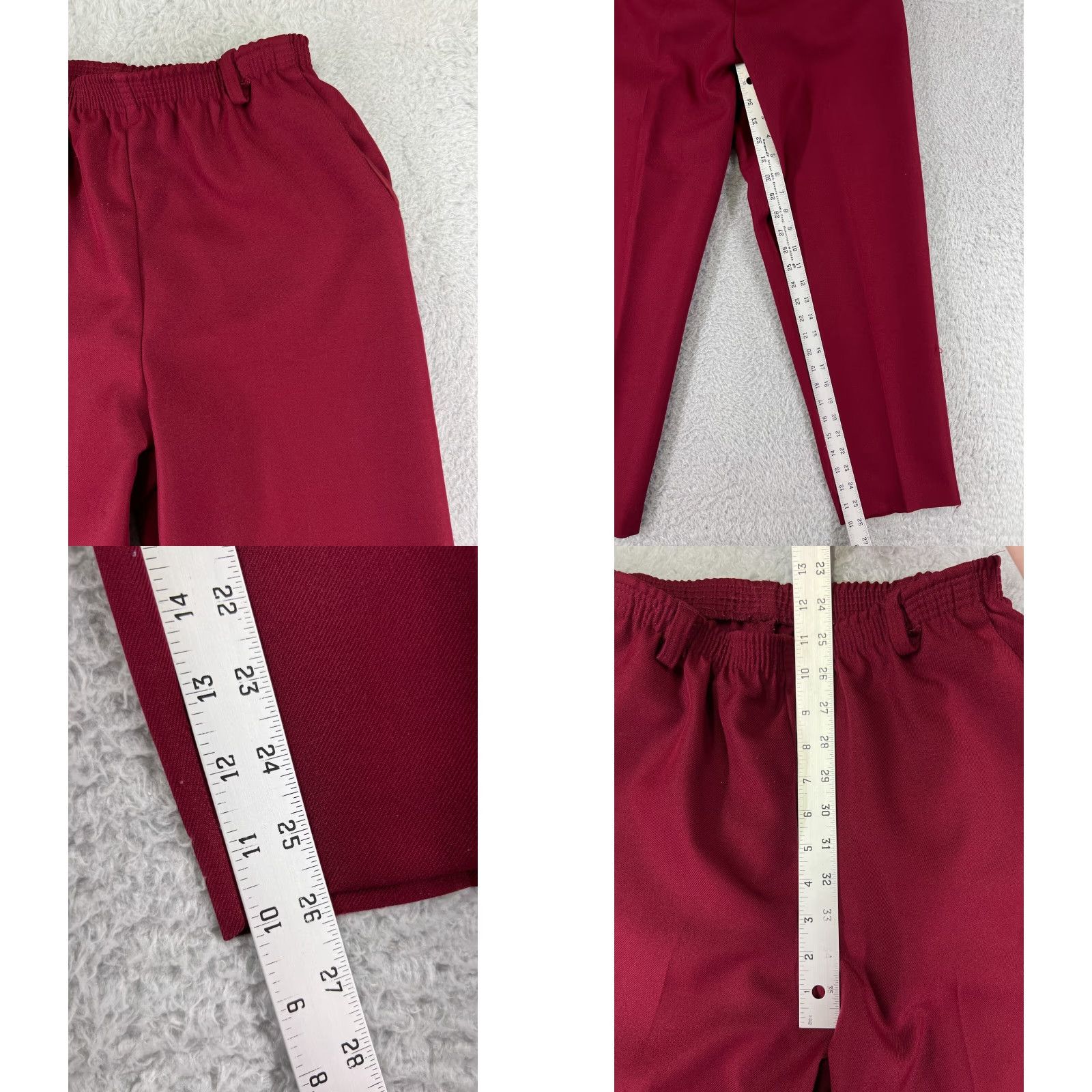 Vintage Classic Collection Pants Womens 10 Chino Regular High Rise Elastic Waist 100% Polyester Red Vintage No Size 32" / US 10 / IT 46 - 8 Thumbnail