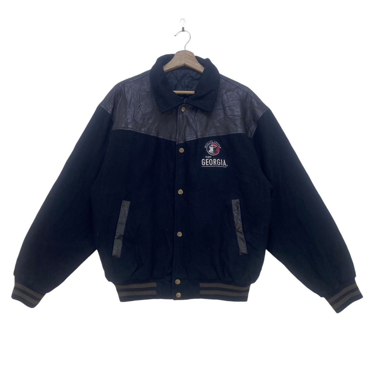 Other Vintage Georgia Coffee Big Logo Sheepskin Varsity Jacket Size US M / EU 48-50 / 2 - 2 Thumbnail