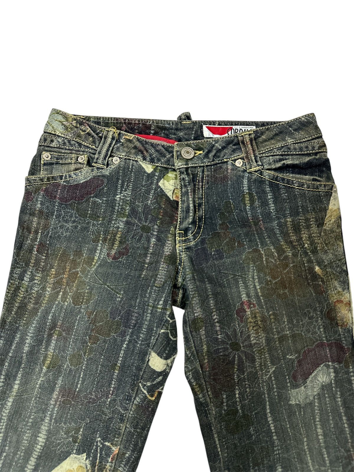 If Six Was Nine 2000s Coromo Flare Jeans Japanese Art Lgb Goa Y2K Style Size US 29 - 2 Thumbnail