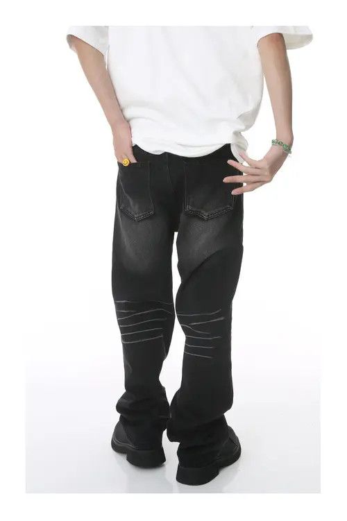 Japanese Brand VIBE Loose straight-leg vintage scratched washed jeans Size US 32 / EU 48 - 2 Thumbnail