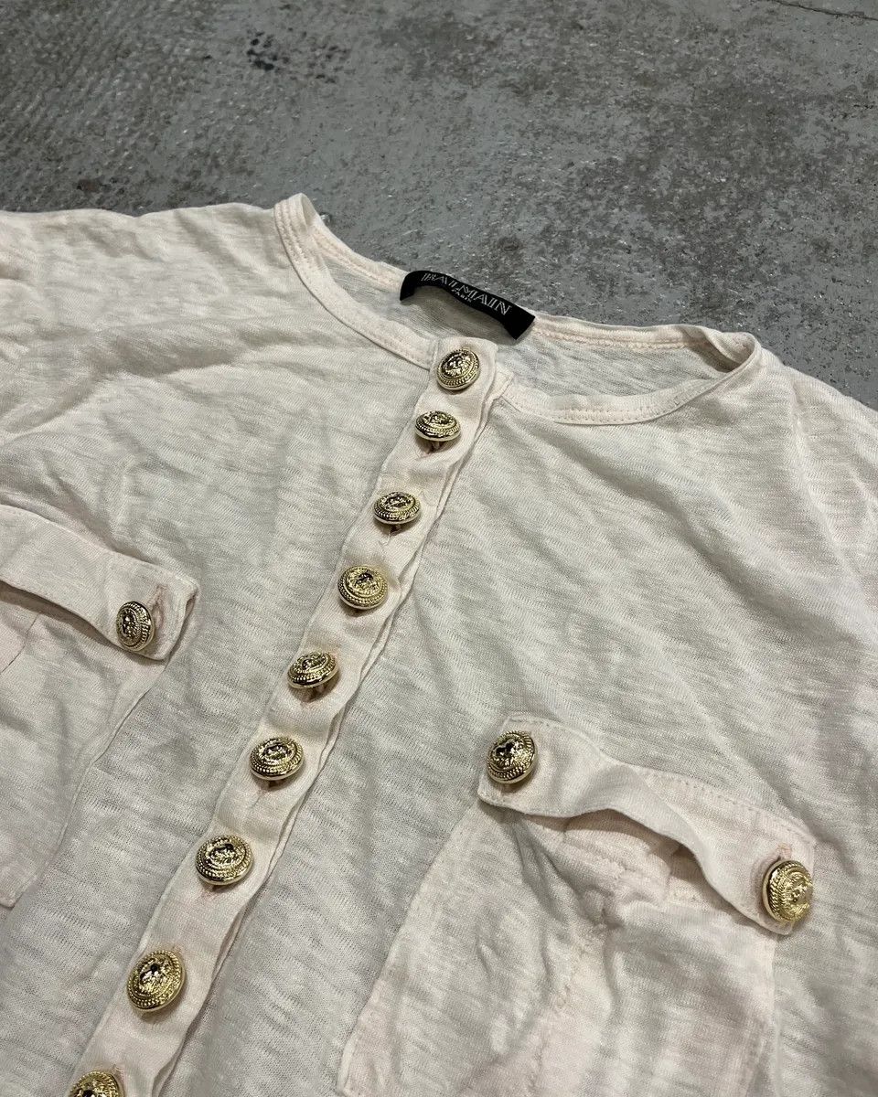 Balmain Balmain White Military Buttoned T-Shirt Size S / US 4 / IT 40 - 5 Thumbnail