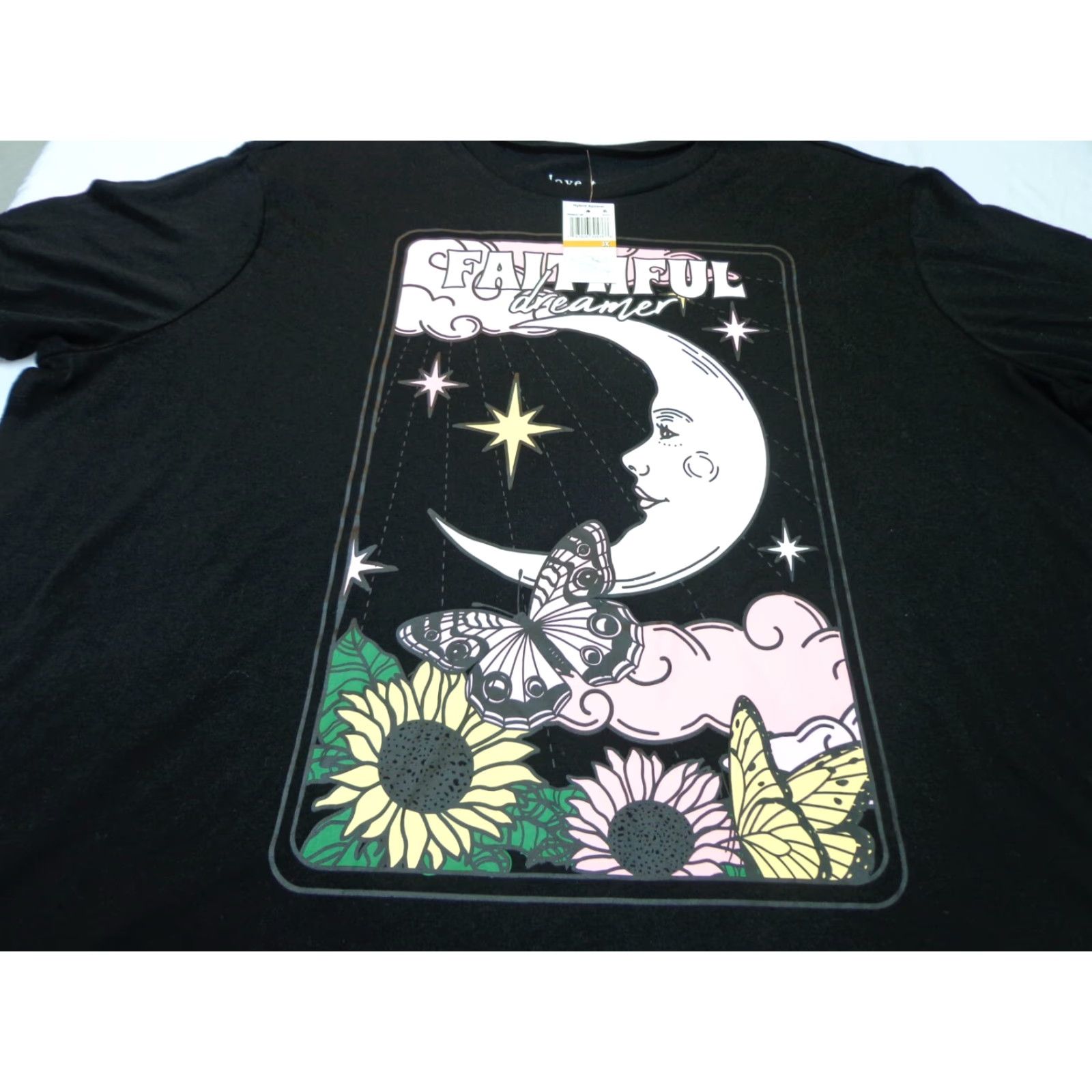 Vintage Love Tribe Women’s T-Shirt Black 3X Plus Size Short Sleeve Faithful Dreamer 90s Theme Womens Size XXL / US 16-18 / IT 52-54 - 2 Thumbnail
