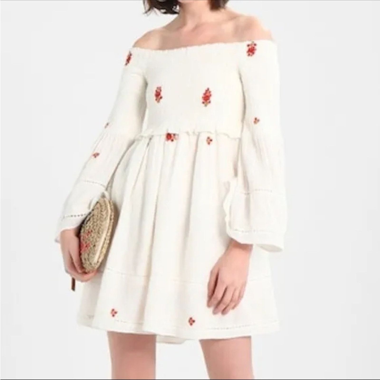 Free People Free People Counting Daisies Dress Off Shoulder White Size M Size M / US 6-8 / IT 42-44 - 1 Thumbnail