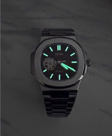 Japanese Brand Seiko Mod Nautilus Brown Open Dial Steel Watch 41mm Size ONE SIZE - 5 Thumbnail