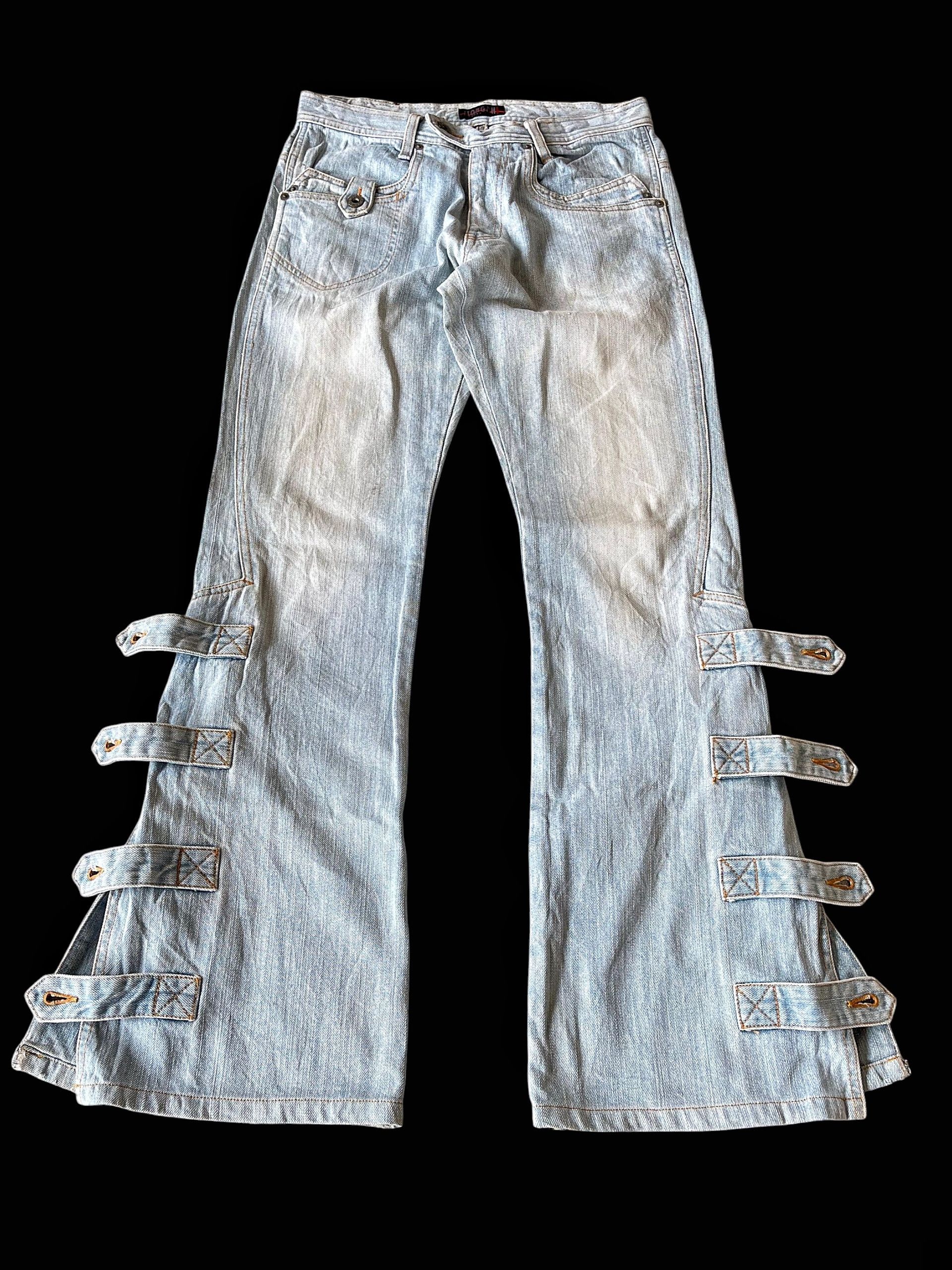 Morgan Homme Morgan Homme Bondage Flared Denim Pants Size US 31 - 2 Thumbnail