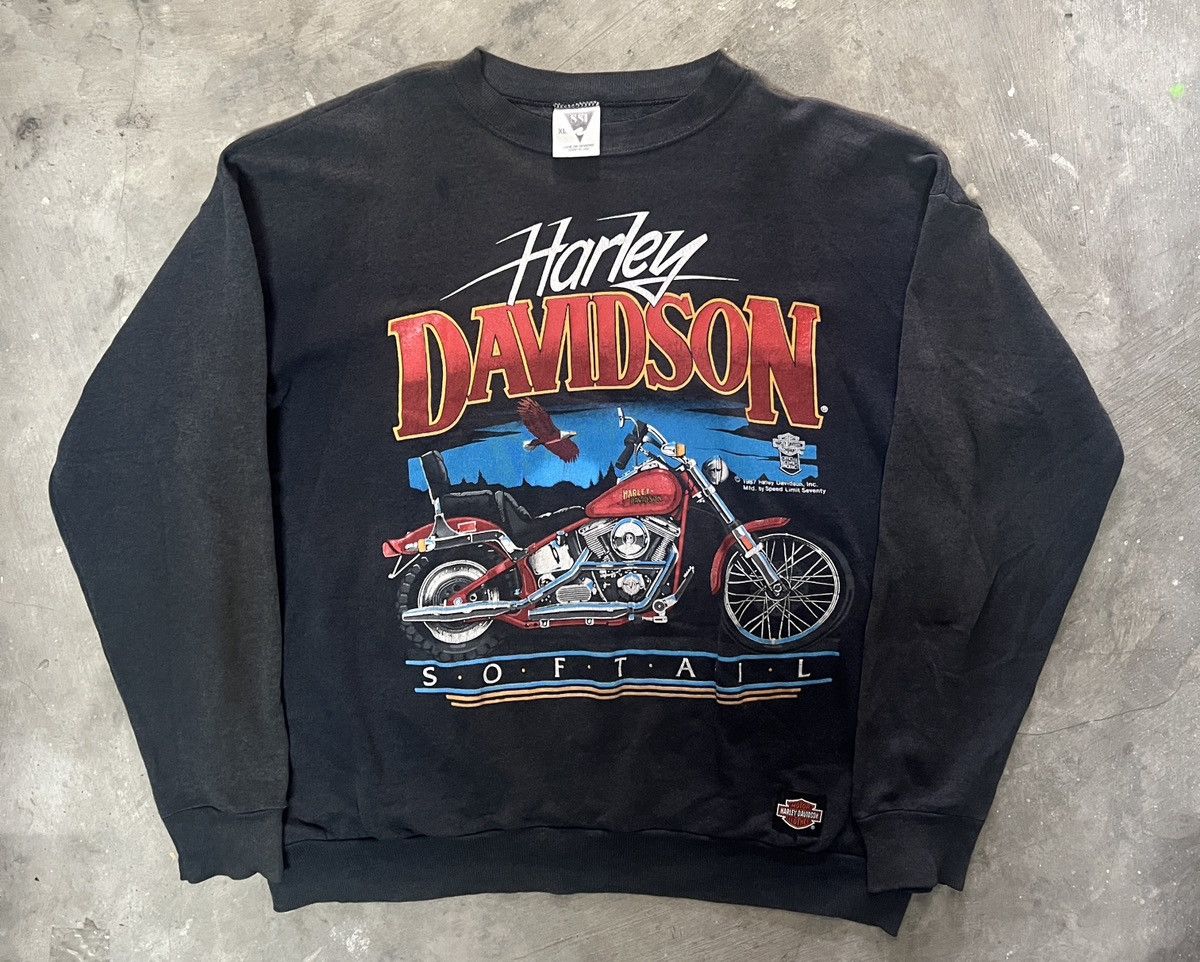 Harley Davidson *RARE* Vintage 80s Harley Davidson SofTail Biker Sweatshirt Size US XL / EU 56 / 4 - 1 Thumbnail