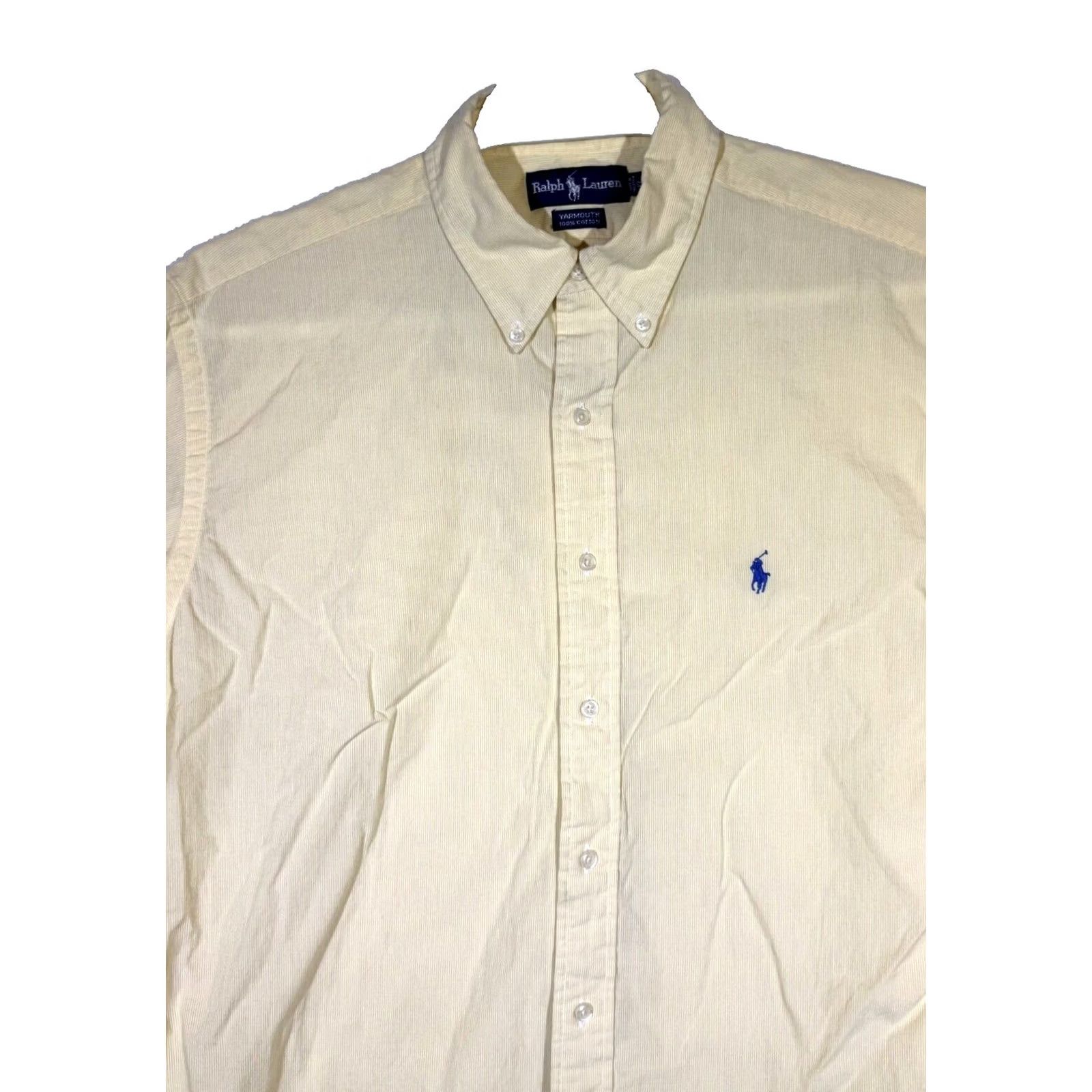Ralph Lauren VINTAGE Ralph Lauren Yarmouth Dress Shirt Men’s 17 34/35 Yellow Striped Cotton Shirt Size 46R - 4 Thumbnail