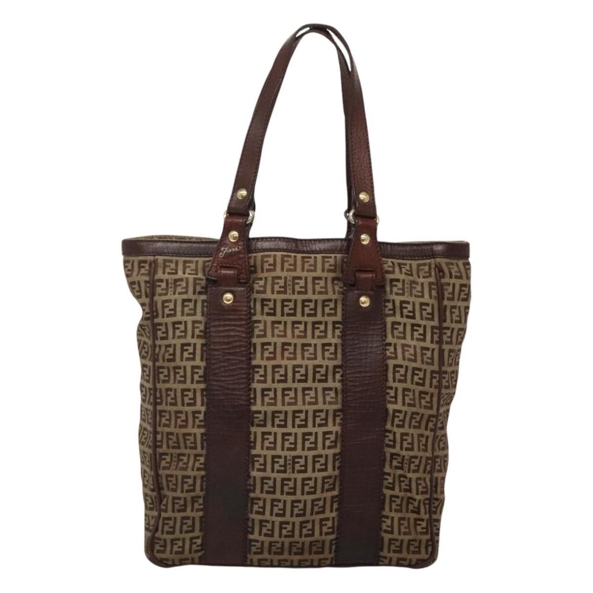 Fendi FENDI Zucchino Canvas Tote Bag Beige Gold Size ONE SIZE - 2 Thumbnail