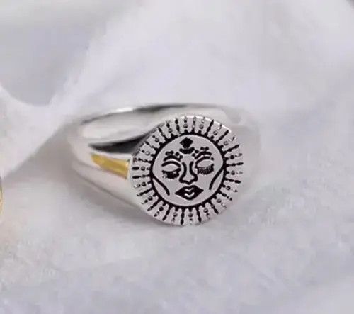 Japanese Brand Sun Face Ring God Silver Soul Art Buddhism Peace Love Size ONE SIZE - 3 Thumbnail