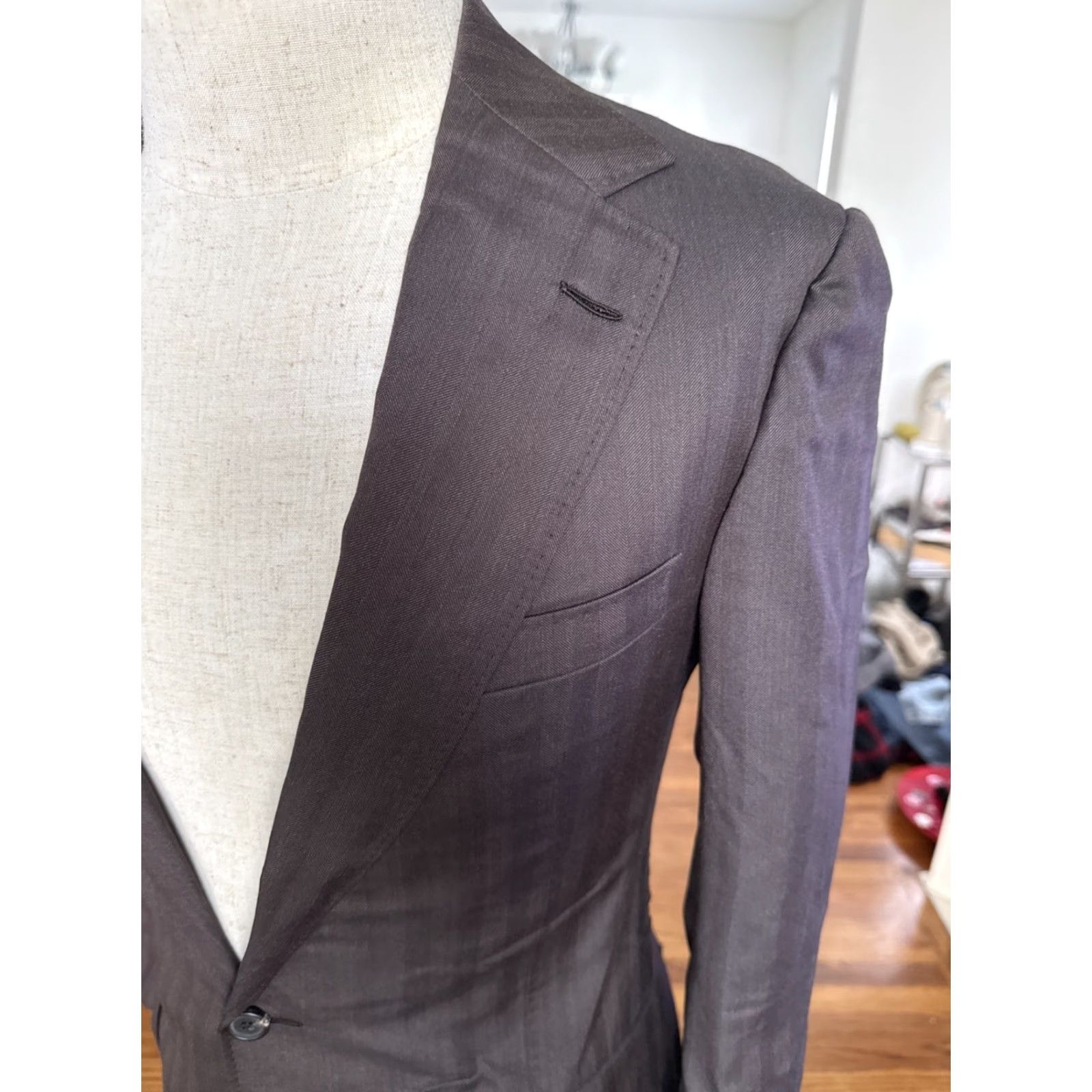 Vintage NEW Frere Brown Wool Mens Suit Blazer And Pants Sz 40 Size 40R - 3 Thumbnail