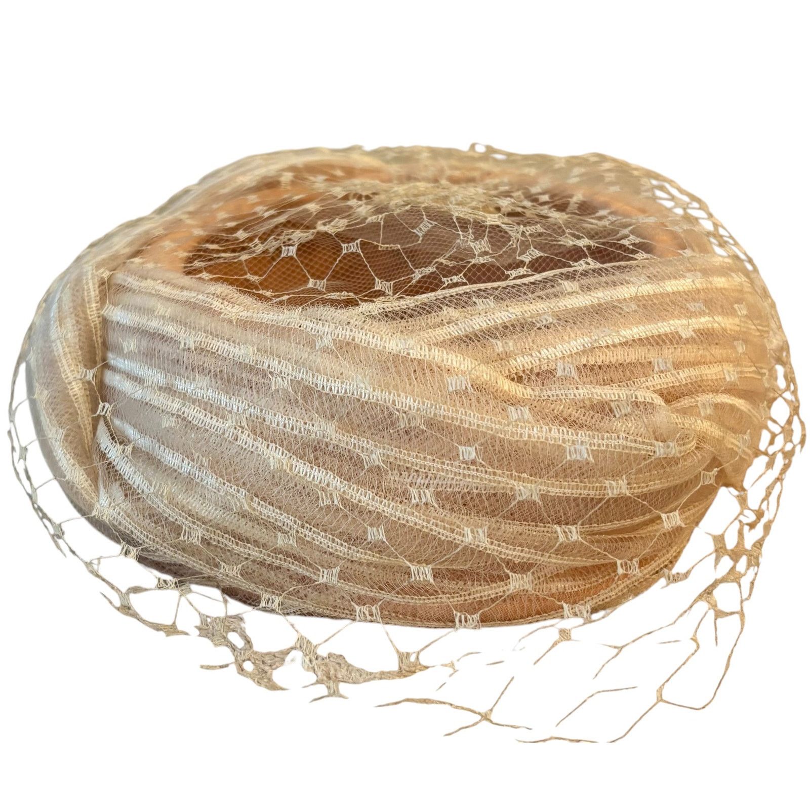 Vintage Vintage Beige Pillbox Fascinator Wedding Event Hat Lace Size ONE SIZE - 2 Thumbnail