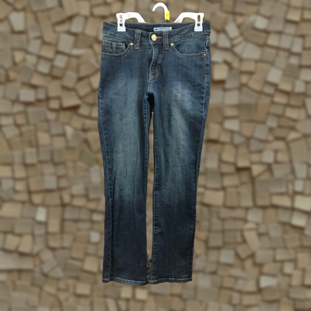 Lee Lee Jeans Slender Secret Way Mid Rise 28W 30in Inseam Dark Blue Denim Womens 6 Regular Straight 5-Pocket Size 28" / US 6 / IT 42 - 1 Thumbnail
