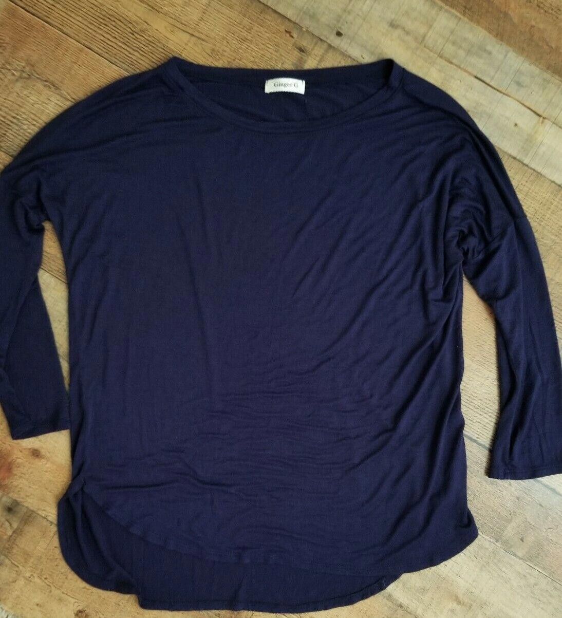 Designer Ginger G shirt Medium Royal Blue Long Sleeves Blouse Top Size M / US 6-8 / IT 42-44 - 3 Thumbnail