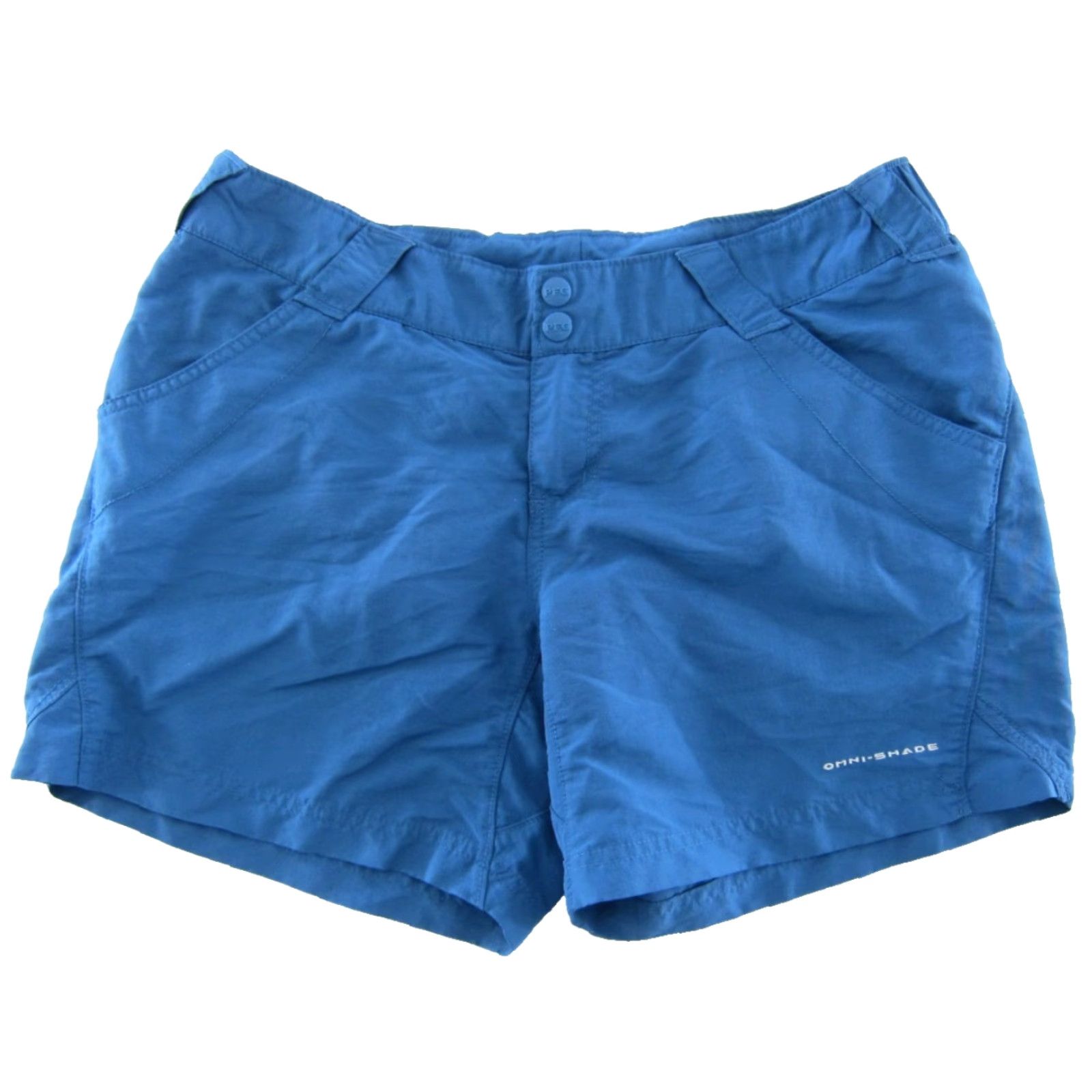 Vintage Columbia Nylon Stretch Blue Brown Lightweight Hike Travel Packable Shorts M Size 32" / US 10 / IT 46 - 2 Thumbnail
