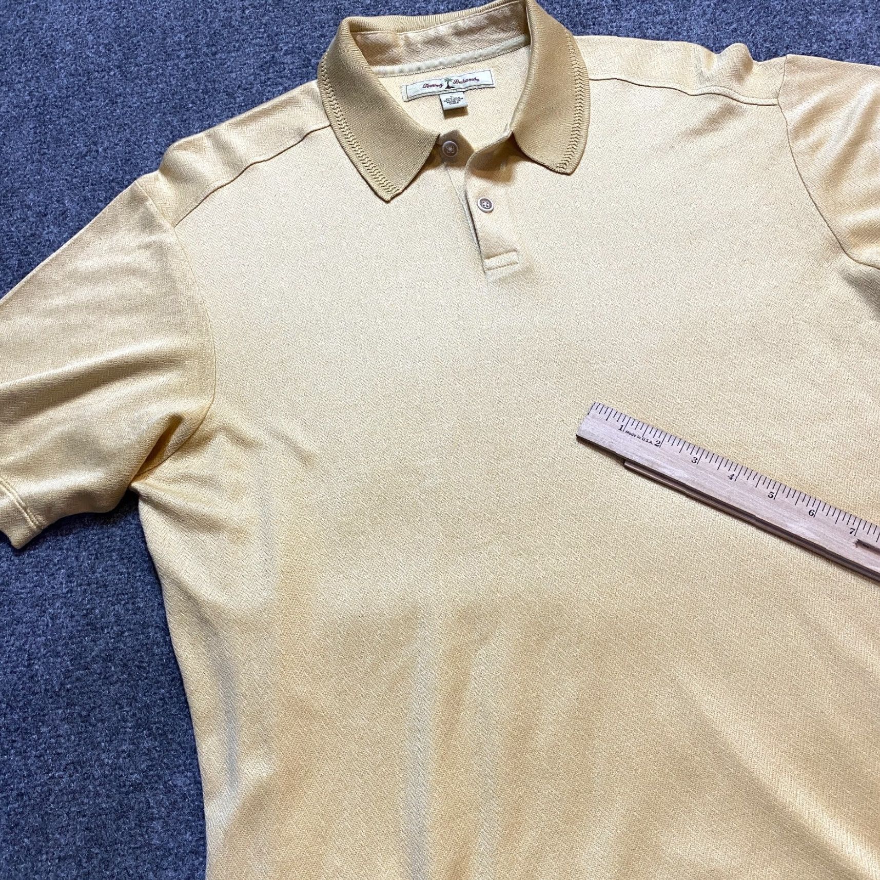 Tommy Bahama Tommy Bahama Polo Shirt Knit L Yellow Cotton Silk Men Short Sleeve Golf Shirt Size US L / EU 52-54 / 3 - 4 Thumbnail