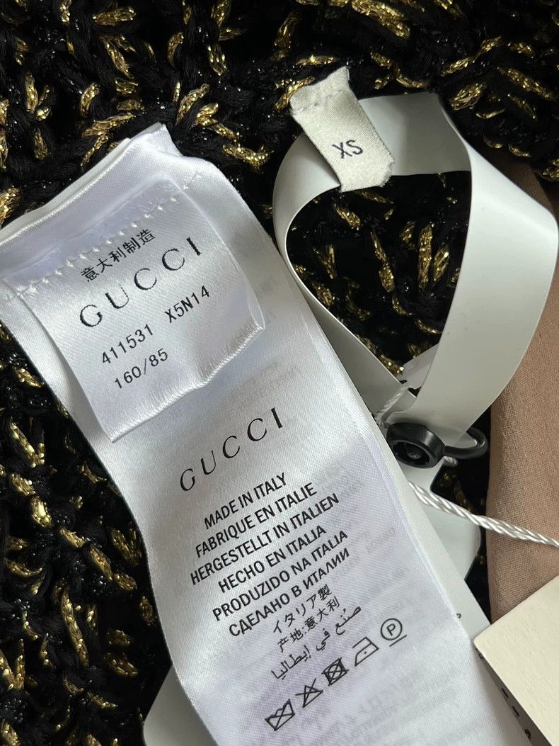 Gucci Gucci SizeXS Hollow-in gold thread knitted color block cott Size 42" / US 20 - 3 Thumbnail