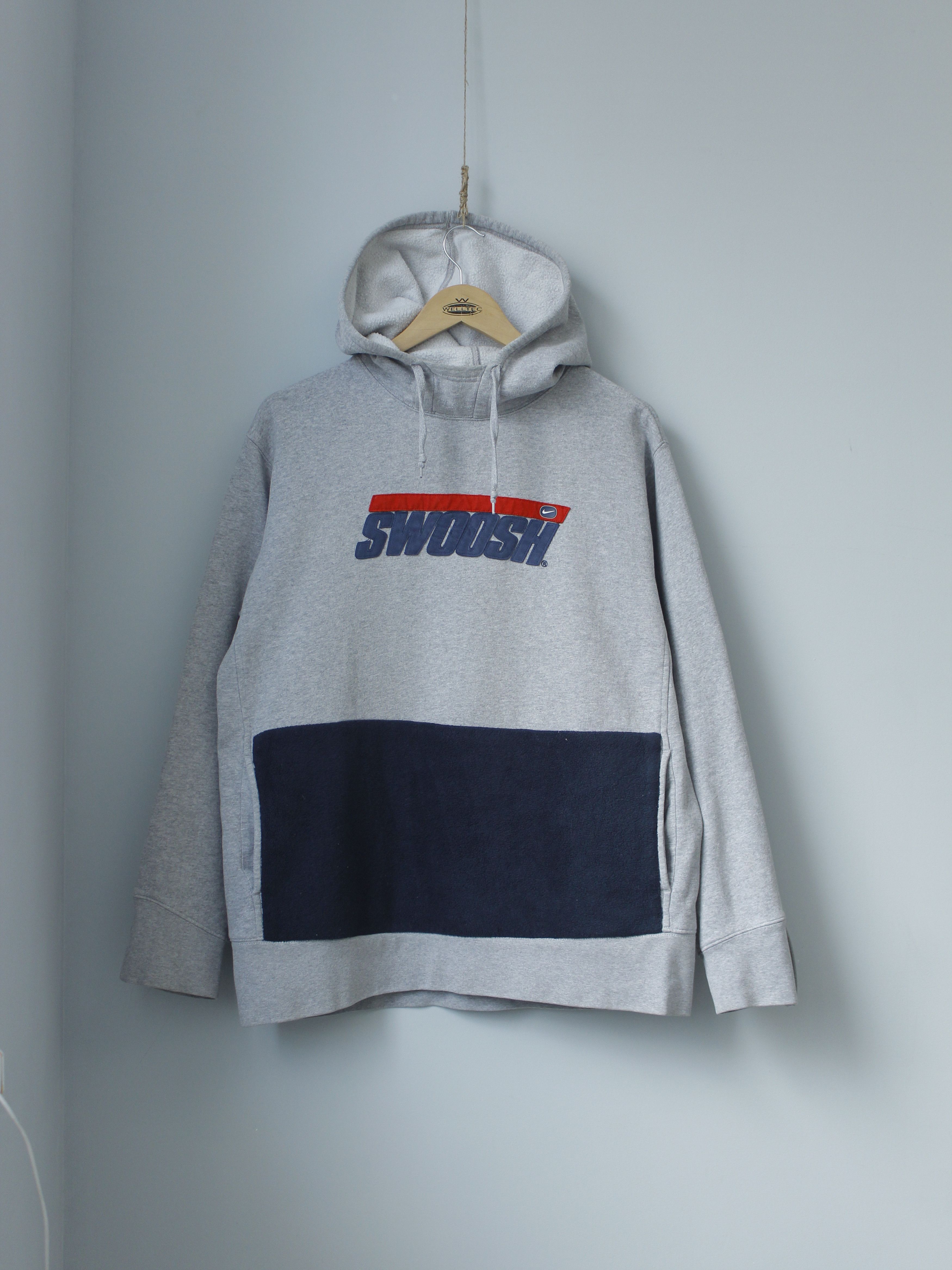 Nike × Vintage Nike Swoosh Vintage Customized Hoodie Gray L Oversize M mens Size US L / EU 52-54 / 3 - 1 Thumbnail