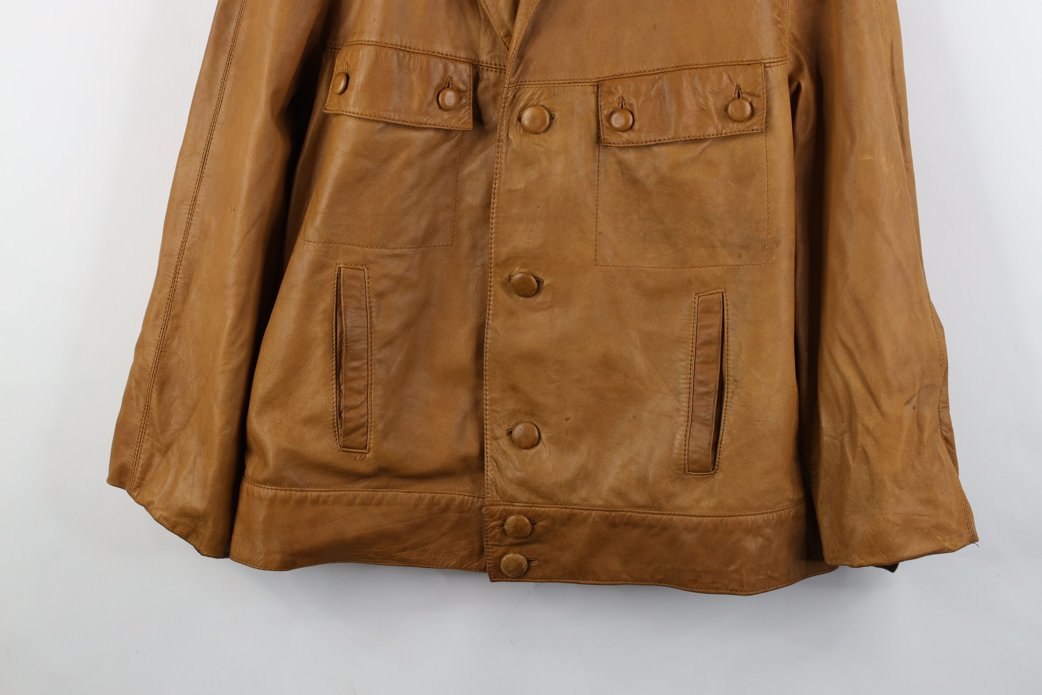 Vintage Vintage 60s 70s Streetwear Soft Leather Camp Collar Jacket Size US XXL / EU 58 / 5 - 3 Thumbnail