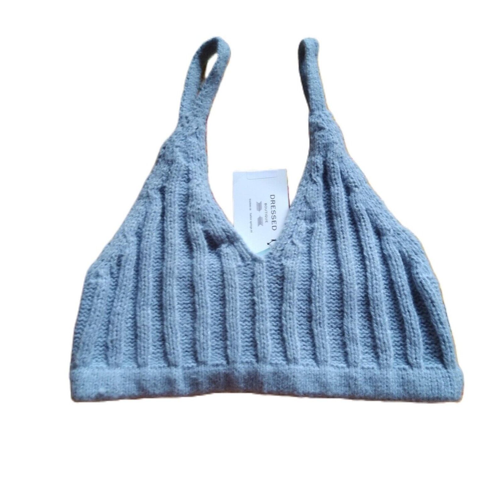 Other NWT Double Zero sky blue Knit V Neck Crop Top Womens Size XS Size XS / US 0-2 / IT 36-38 - 1 Thumbnail