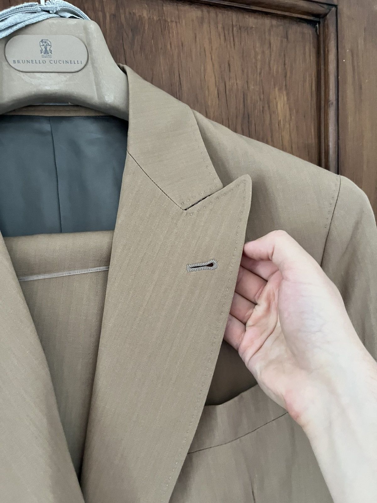 Brunello Cucinelli Brunello cucinelli light brown / tan wool-linen size 38/it48 Size 38R - 2 Thumbnail