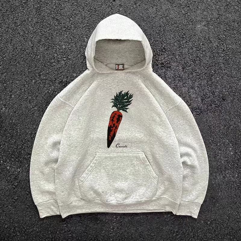 Japanese Brand × Vintage Grey vintage washed carrot print hoodie Size US L / EU 52-54 / 3 - 1 Thumbnail