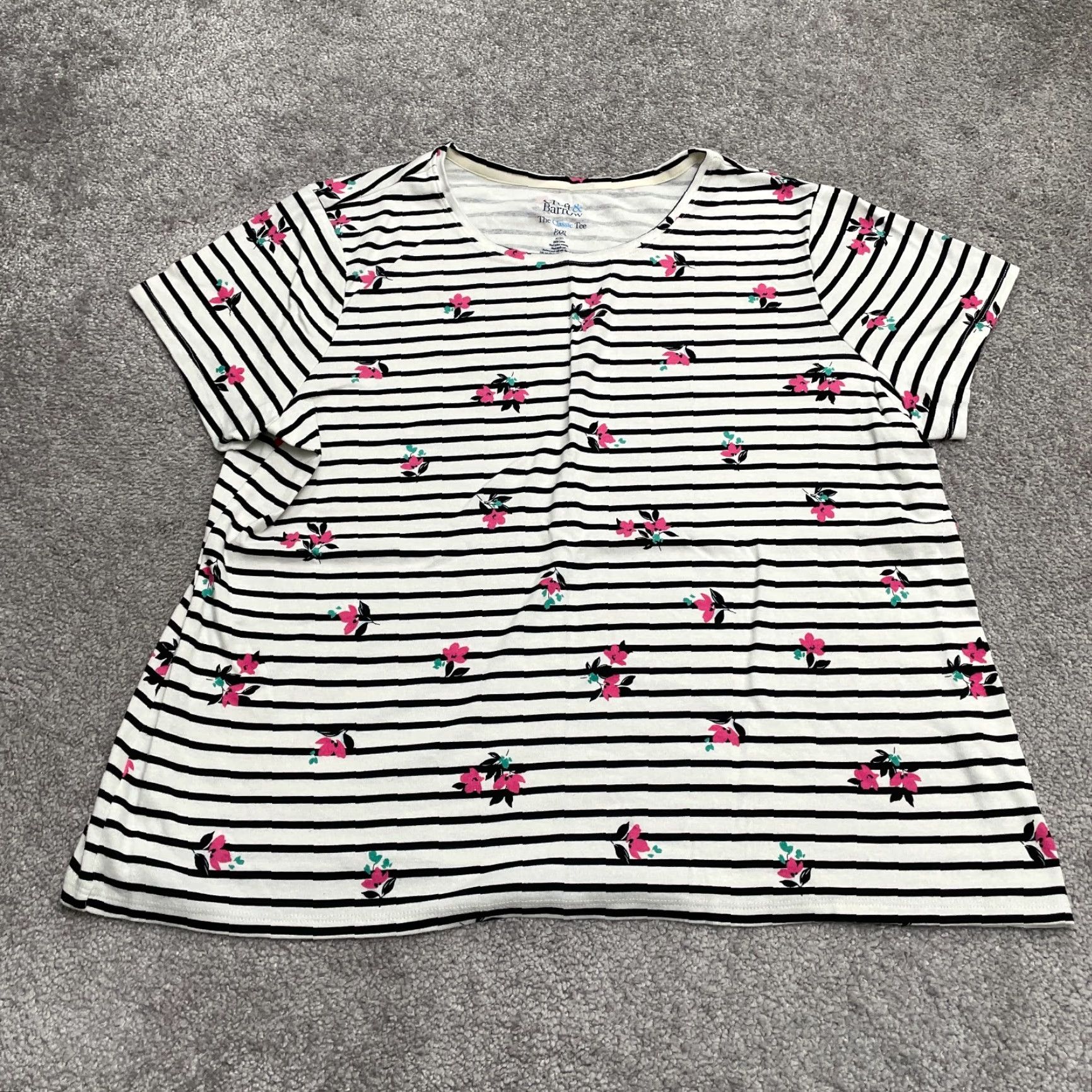 Croft & Barrow Croft & Barrow T-Shirt Womens P2XL Multicolor Striped Floral Casual Short Sleeve Knit Cotton Basic Tee Size XXL / US 16-18 / IT 52-54 - 2 Thumbnail