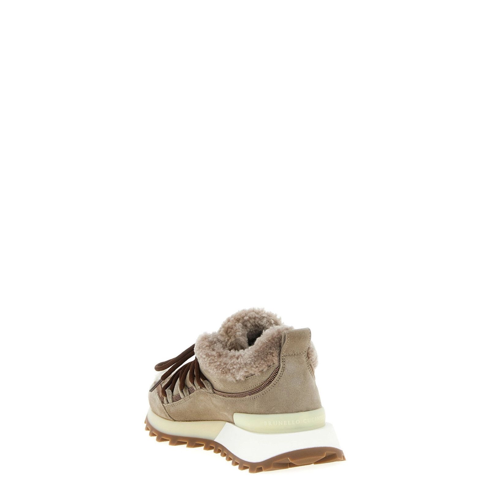 Brunello Cucinelli BRUNELLO CUCINELLI Light Gray Shearling Sneakers New & Authe Size US 7 / IT 37 - 3 Thumbnail