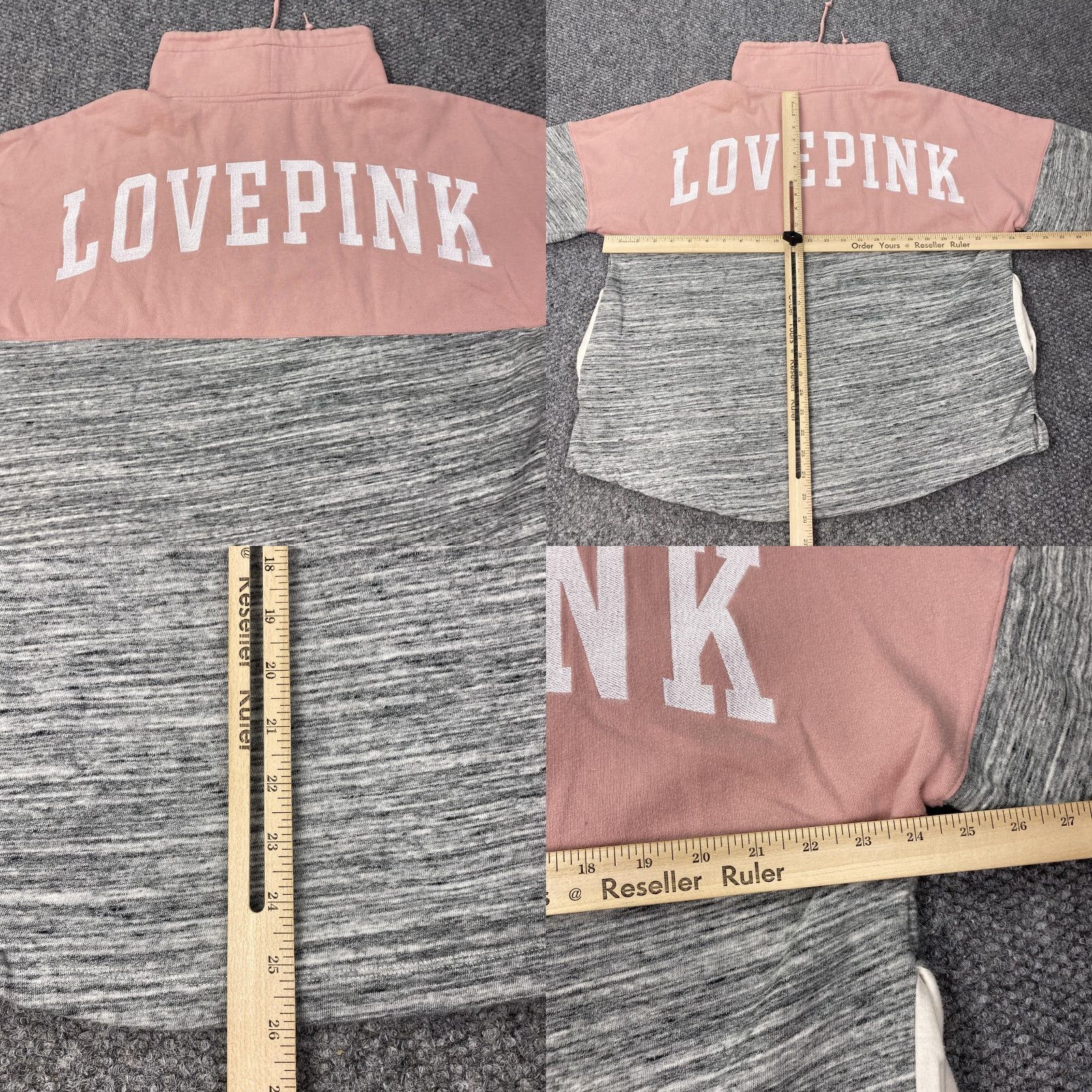 Pinko PINK Victoria's Secret Sweatshirt Womens Large Gray Pink Colorblock Pullover Graphic Print Pockets LOVE PINK Size L / US 10 / IT 46 - 8 Thumbnail