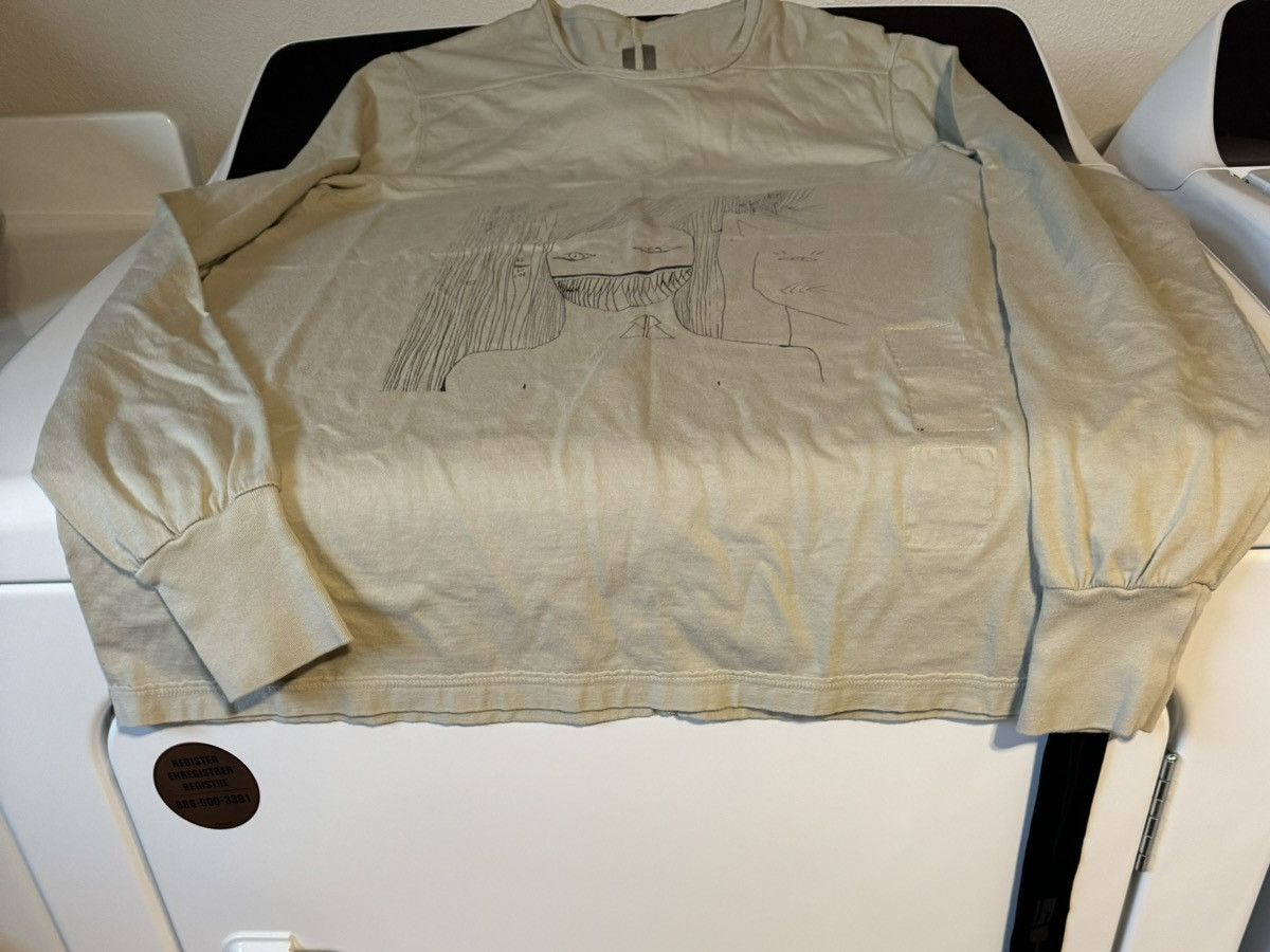 Rick Owens Rick Owens DRKSHDW FACE GRAFFITI printed Long Sleeve T Pearl Size US L / EU 52-54 / 3 - 3 Thumbnail