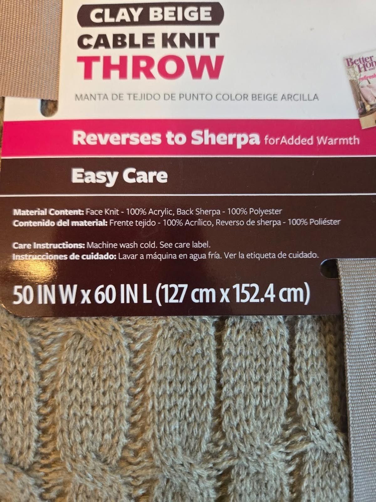 Other Better Homes & Garden Blanket Cable Knit Throw Soft Sherpa Size ONE SIZE - 3 Thumbnail