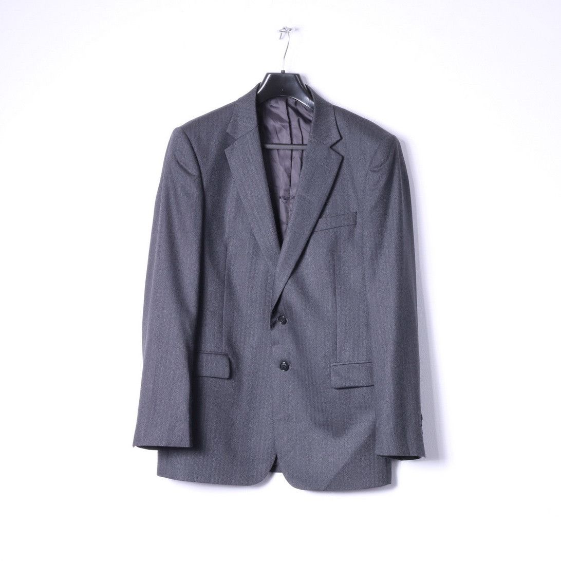 Jaeger Jaeger Men 42 Blazer Charcoal 100% Wool 10591 Size 42R - 2 Thumbnail