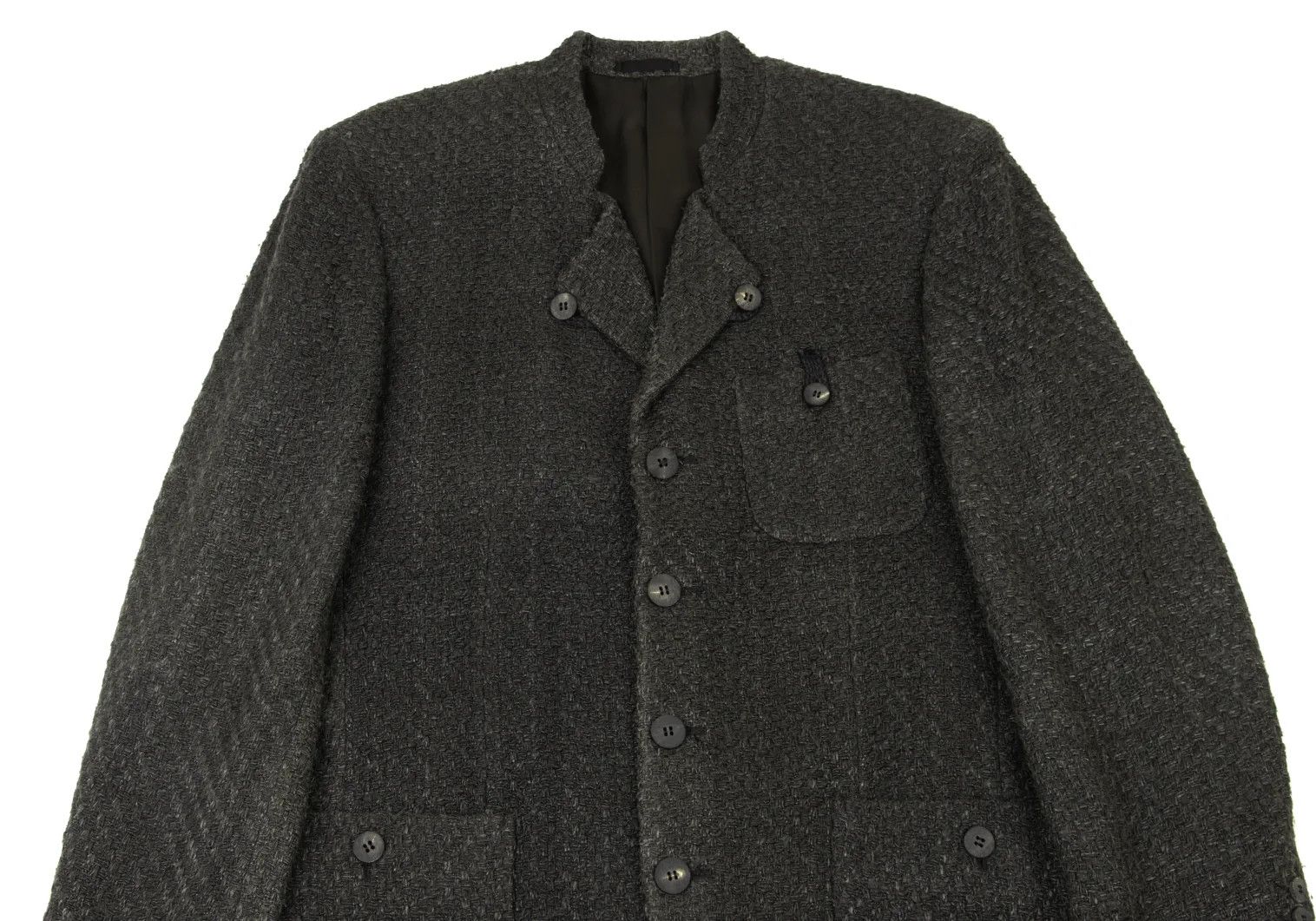 Issey Miyake Silk T Stand Collar Jacket in Khaki, Size L Size US L / EU 52-54 / 3 - 2 Thumbnail