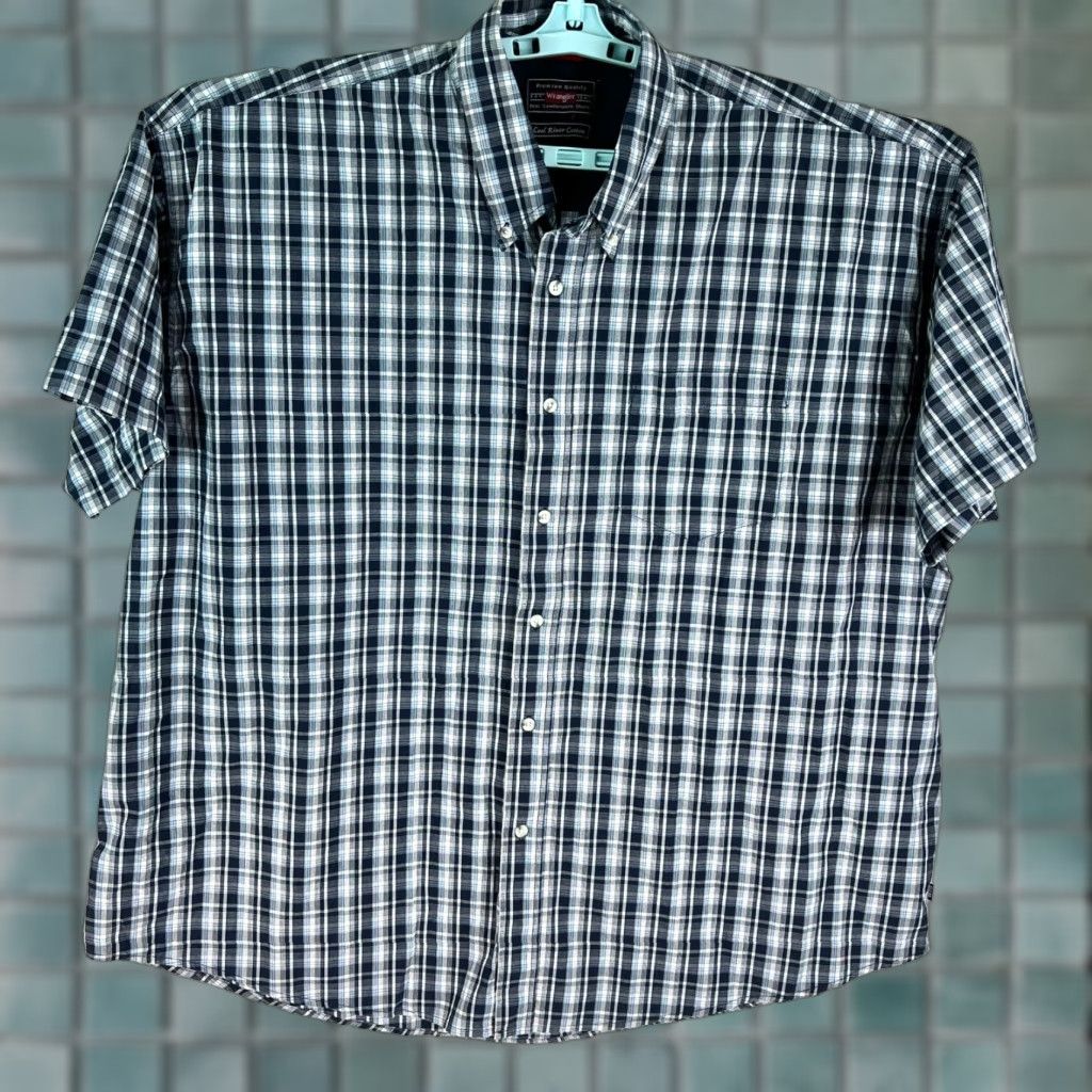 Wrangler VINTAGE Wrangler Plaid Button-Up Shirt 3XL Blue Casual Short Sleeve Mens Size US XXL / EU 58 / 5 - 1 Thumbnail