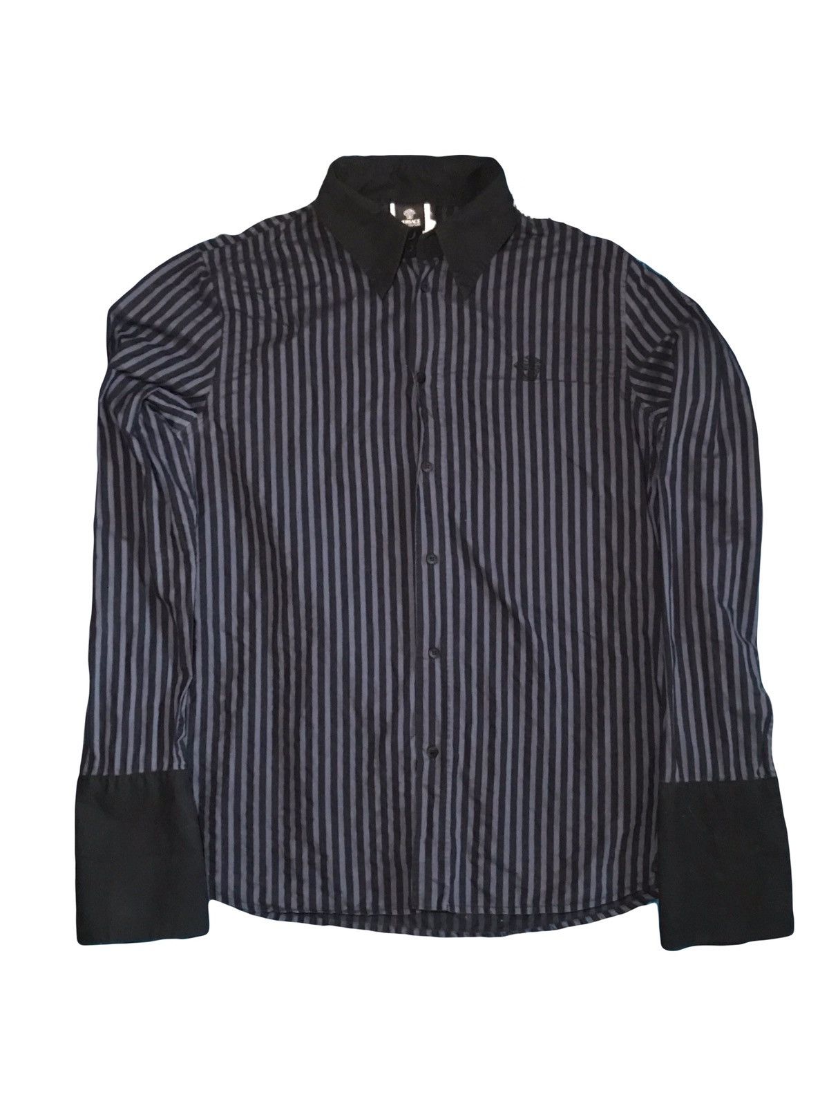 Versace Vintage Versace Stripe Button Up Medusa Shirt Cufflinks Size US M / EU 48-50 / 2 - 2 Thumbnail