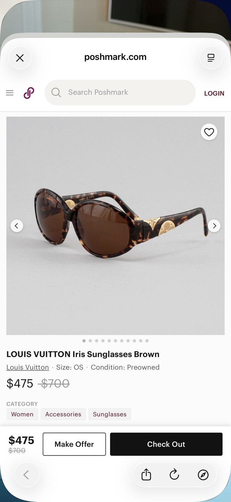 Louis Vuitton Louis Vuitton Iris PM Sunglasses Brown Gold Size ONE SIZE - 8 Thumbnail