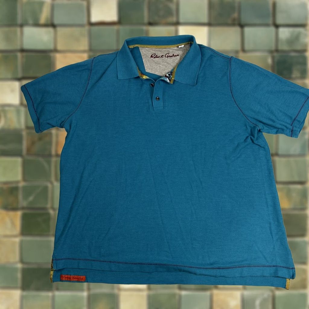 Robert Graham Robert Graham Polo Shirt Classic Fit Short Sleeve XL Blue Men Size US XL / EU 56 / 4 - 1 Thumbnail