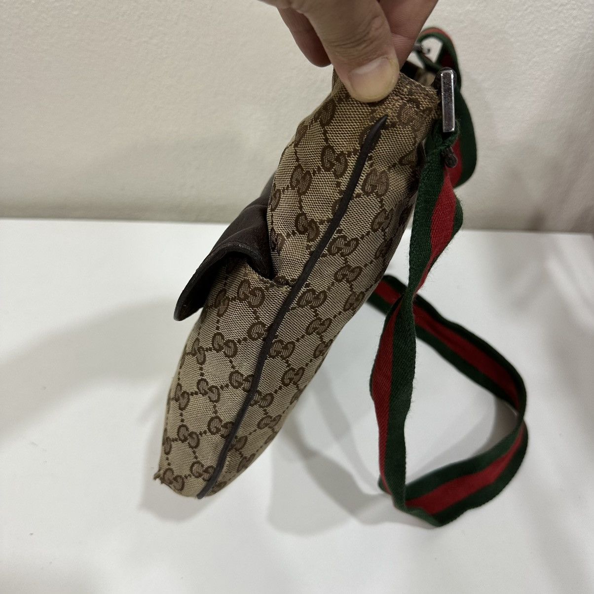 Gucci ‼️LD‼️GUCCI GG CANVAS WEB MESENGGER BAG LEATHER FLAP POCKET 3 Size ONE SIZE - 6 Thumbnail