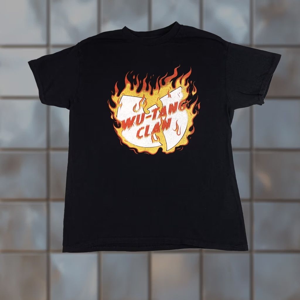 Glanshirt Wu Tang Shirt Mens Medium Black Short Sleeve Flames Graphic Hip Hop Y2K Size US M / EU 48-50 / 2 - 1 Thumbnail